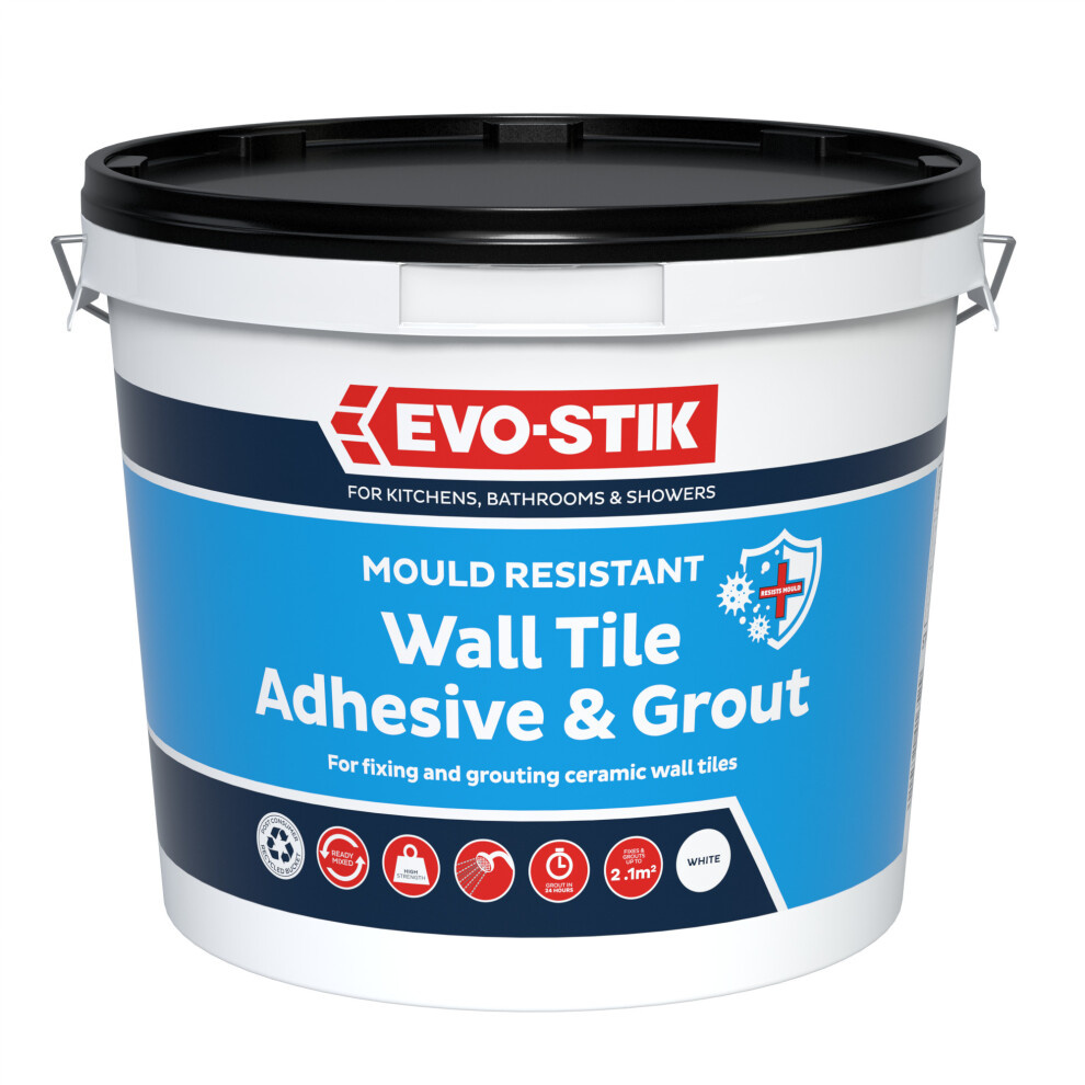 Evo-Stik 30812623 Mould Resistant Wall Tile Adhesive & Grout 2.5 Litre