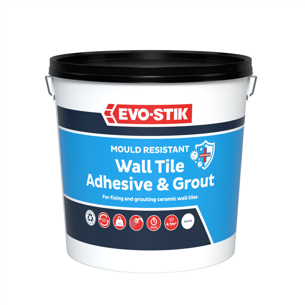 Evo-Stik 30812624 Mould Resistant Wall Tile Adhesive & Grout 5 Litre