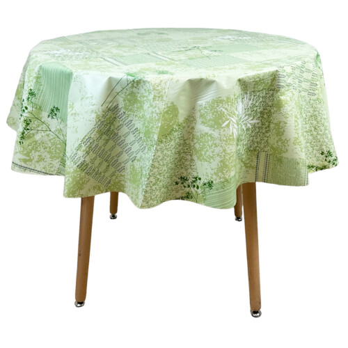 (Green Pine) Round Tablecloth.(140cm) Wipeable PVC Table Cloth. 1