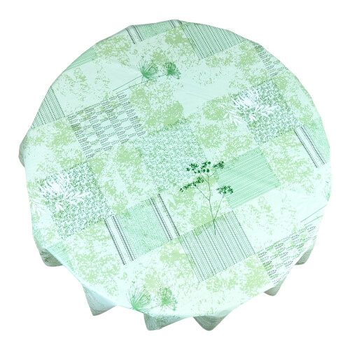 (Green Pine) Round Tablecloth.(140cm) Wipeable PVC Table Cloth.