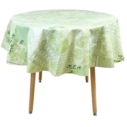(Green Pine) Round Tablecloth.(140cm) Wipeable PVC Table Cloth. 2