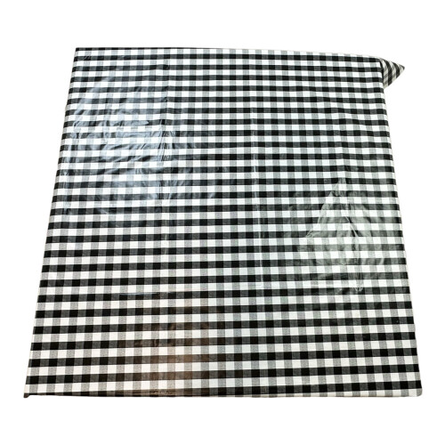 (Black Checked) Square Tablecloth.140x140cm PVC Fiber Table Cloth. 1