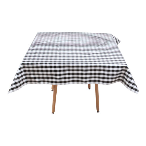 (Black Checked) Square Tablecloth.140x140cm PVC Fiber Table Cloth. 2