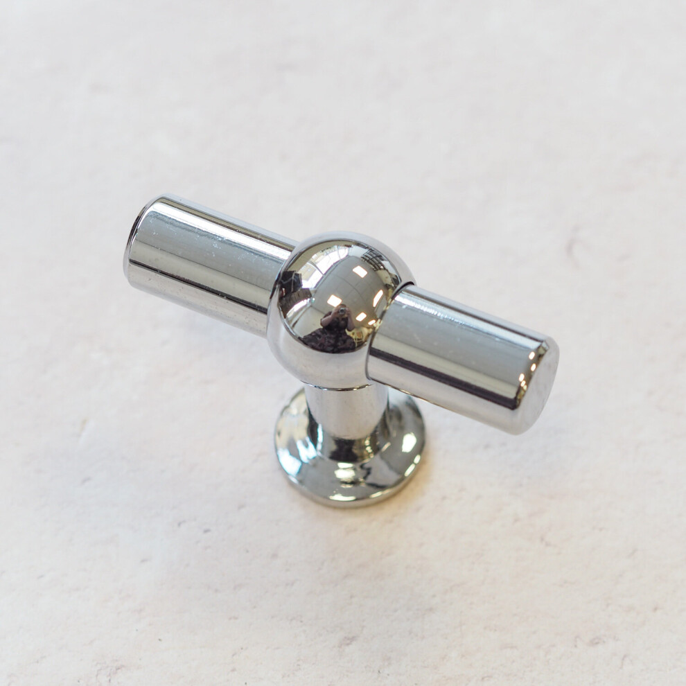 (14mm Diameter Pull) 160mm Polished Chrome T Bar Handle & 14mm Knob