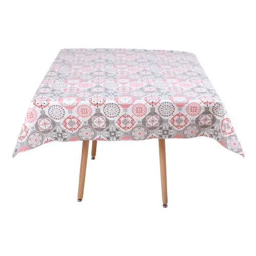 (Red Hitit) Square Tablecloth.140x140cm PVC Fiber Table Cloth. 2