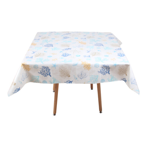 (Blue Bush) Square Tablecloth.140x140cm PVC Fiber Table Cloth. 2