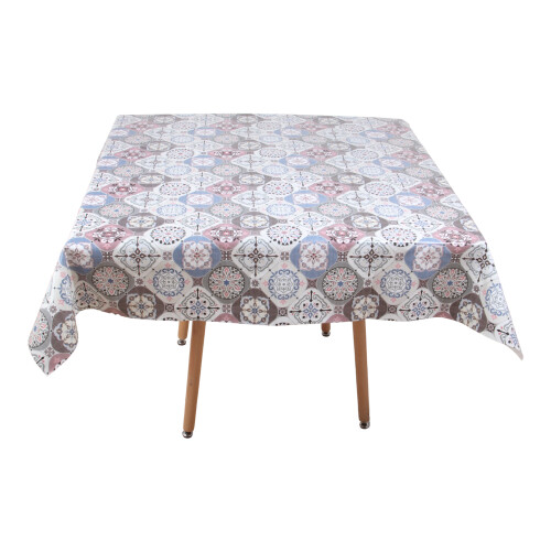 (Blue Hitit) Square Tablecloth.140x140cm PVC Fiber Table Cloth. 2