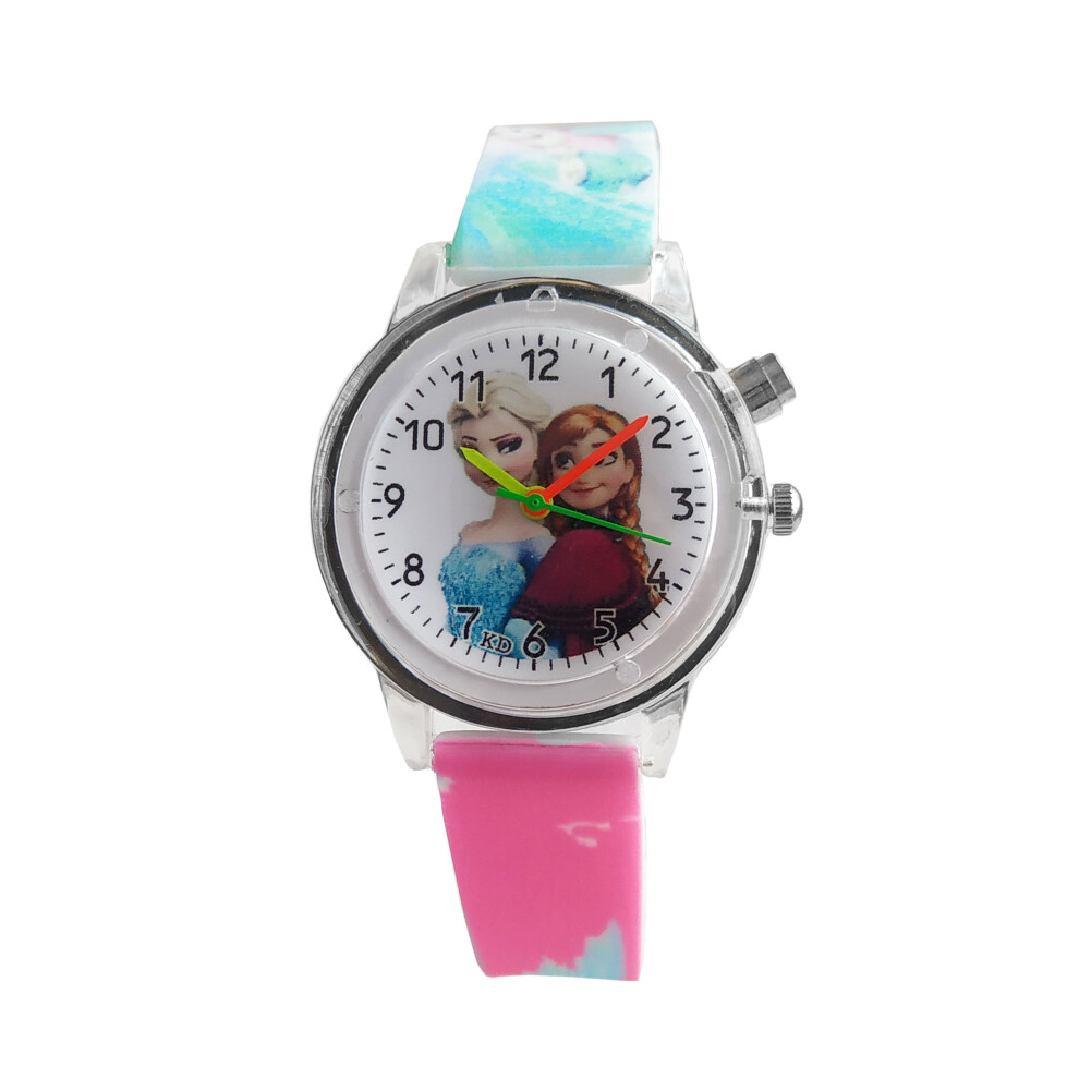 Hot Pink Princess Watch FLASHING LIGHTS Numbers Child Watches Easy Time