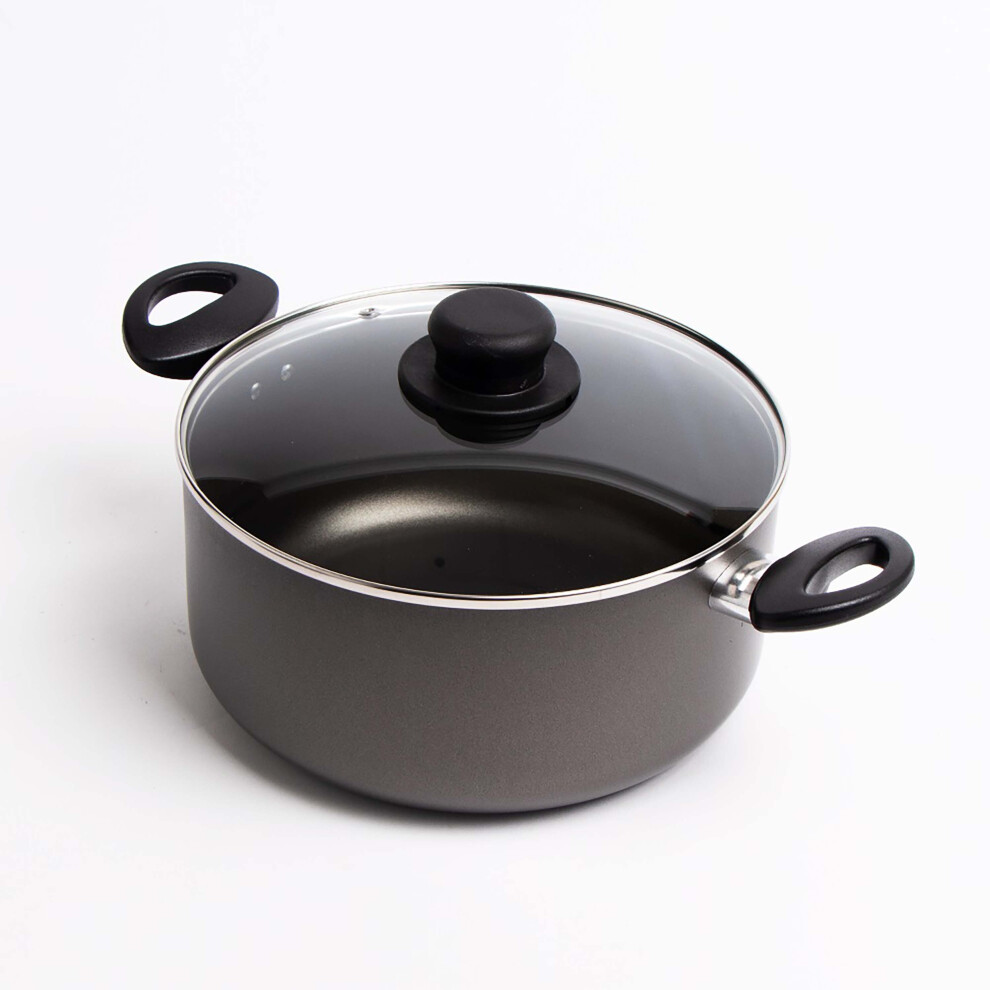 AAMEN Black Large Aluminum Non-stick Covered Stockpot with Glass Lid-image-OPC-PB9HZCR-NEW