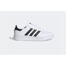 (UK4 - EU36 2/3 - US4.5) adidas Team Court White Trainers White Black Stripes Junior Kids Unisex EF6815