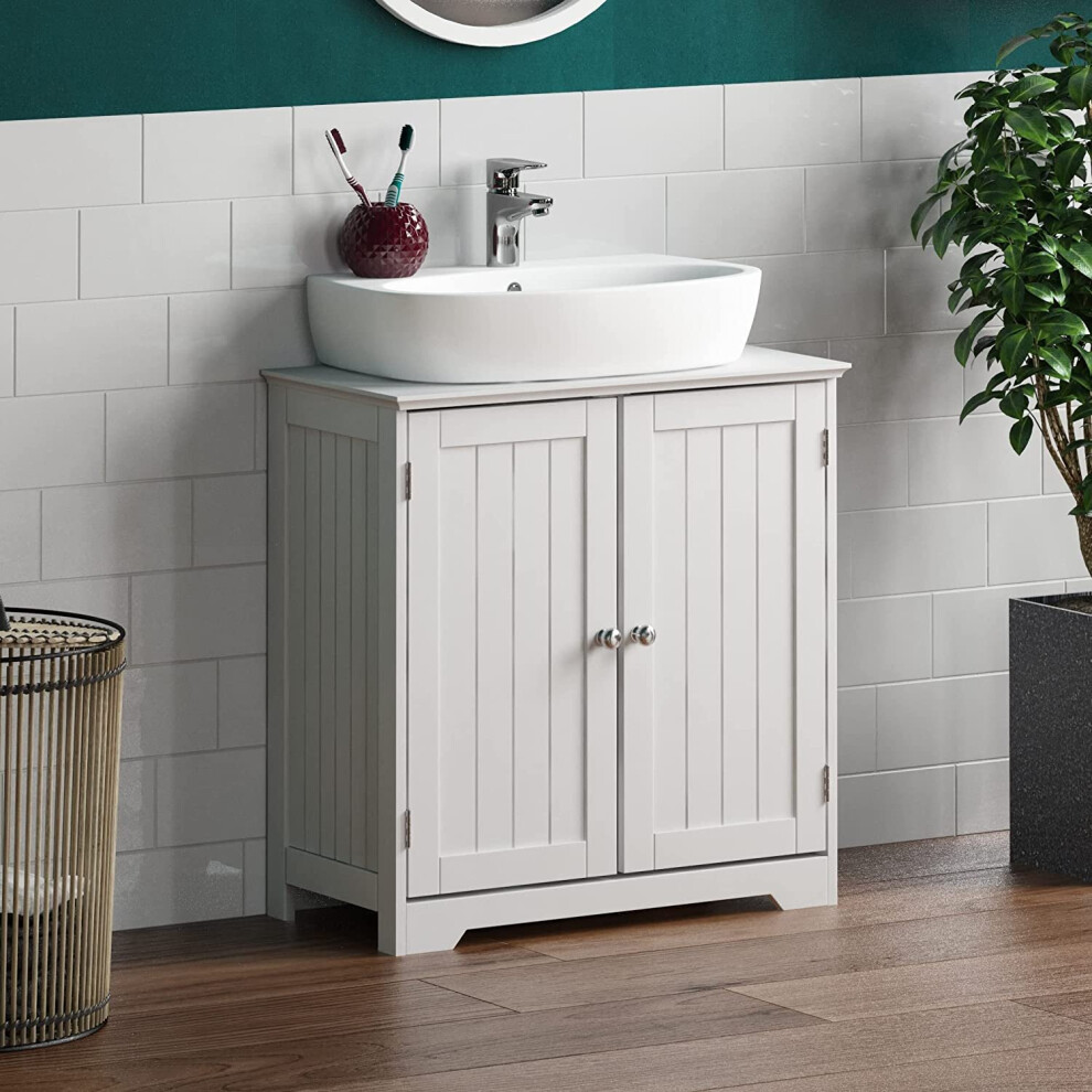 Bathroom Cabinet Floor Standing Storage Cupboard Basin Unit, White