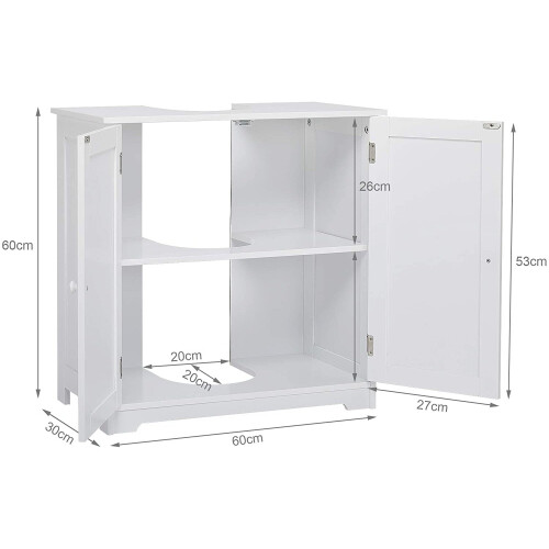Bathroom Cabinet Floor Standing Storage Cupboard Basin Unit, White 2