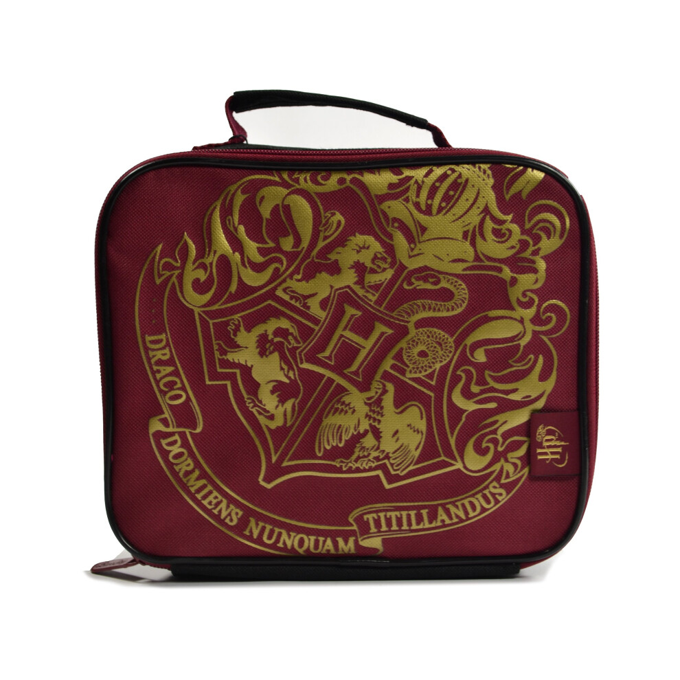 Harry Potter Large Hogwarts Crest Lunch Bag Burgundy Black