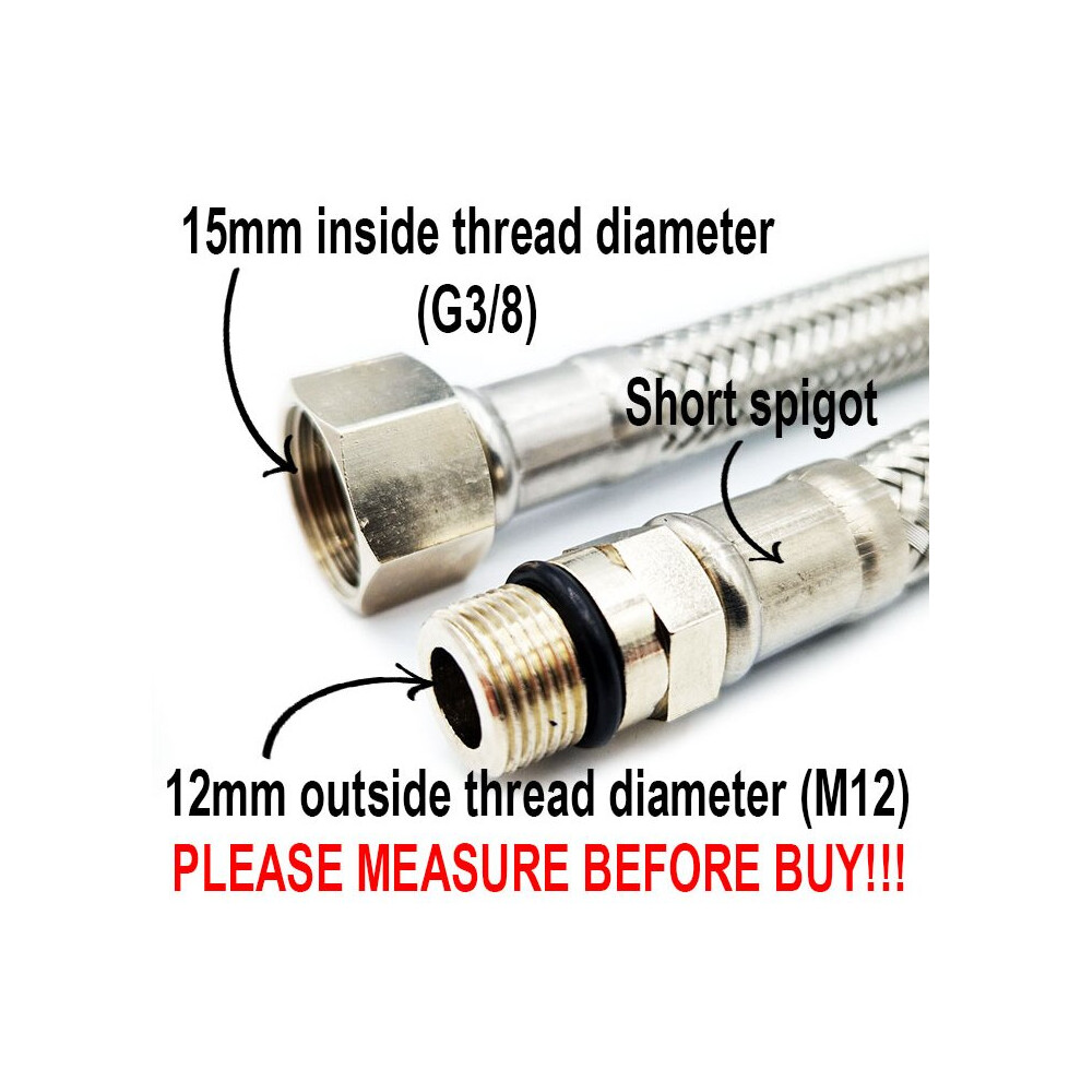 (80cm) Flexi Flexible Kitchen Basin Monobloc Tap Connector Hose Pipe M12 X 3/8" Bsp
