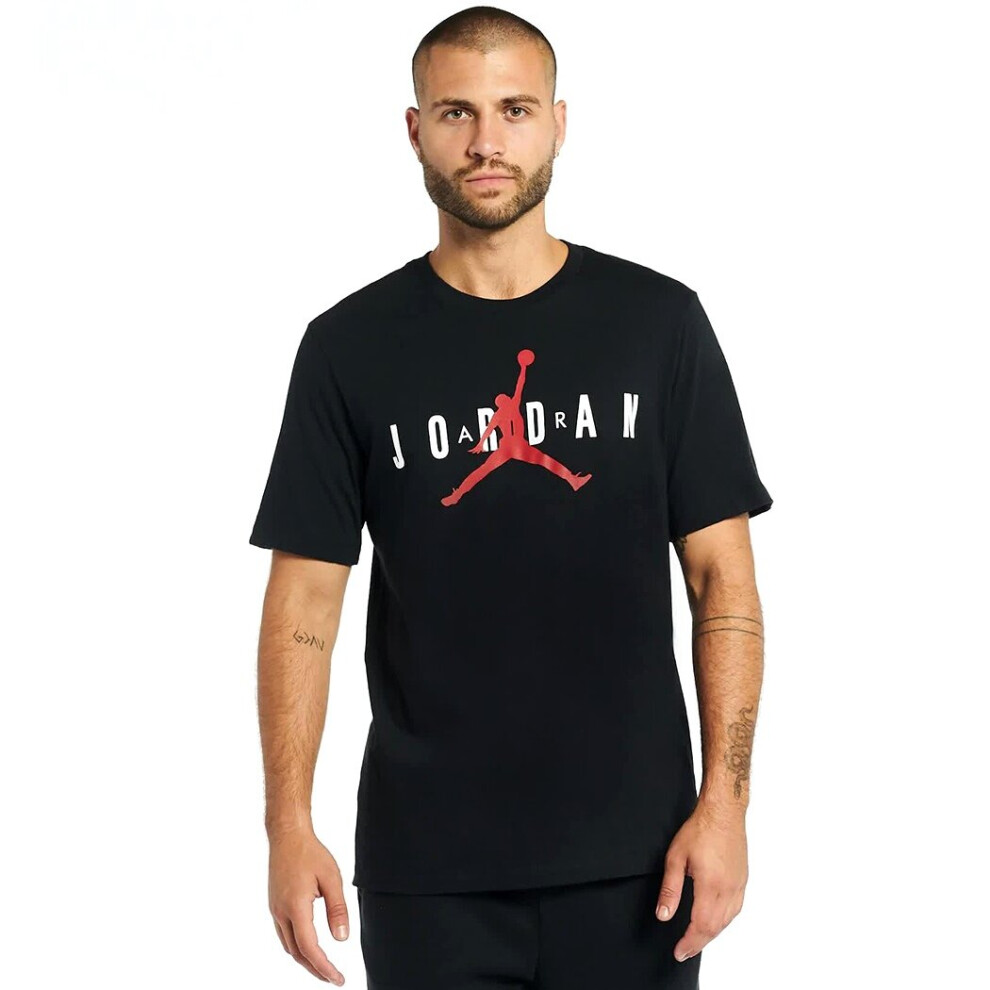 (L) Men's Nike Air Jordan T-Shirt Black Wordmark Tee