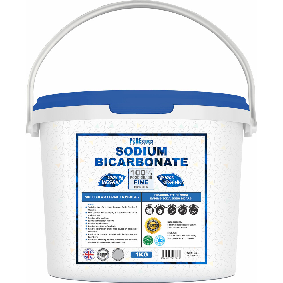 Pure Source Nutrition (1Kg) Sodium Bicarbonate Fine Powder Food Pharmaceutical