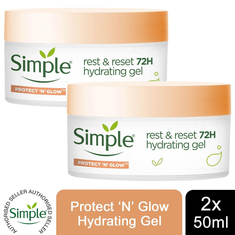 Simple Protect n Glow Rest & Reset 72H Hydrating Gel 50ml, 2 Pack