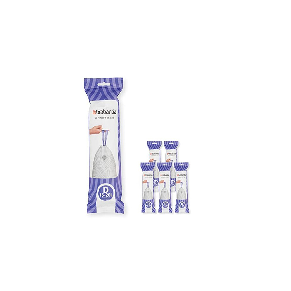 Brabantia PerfectFit Bin Liners Multipack (Size D/15-20 Litre) Thick Plastic Trash Bags with Tie Tape Drawstring Handles (120 Bags) - Image 3
