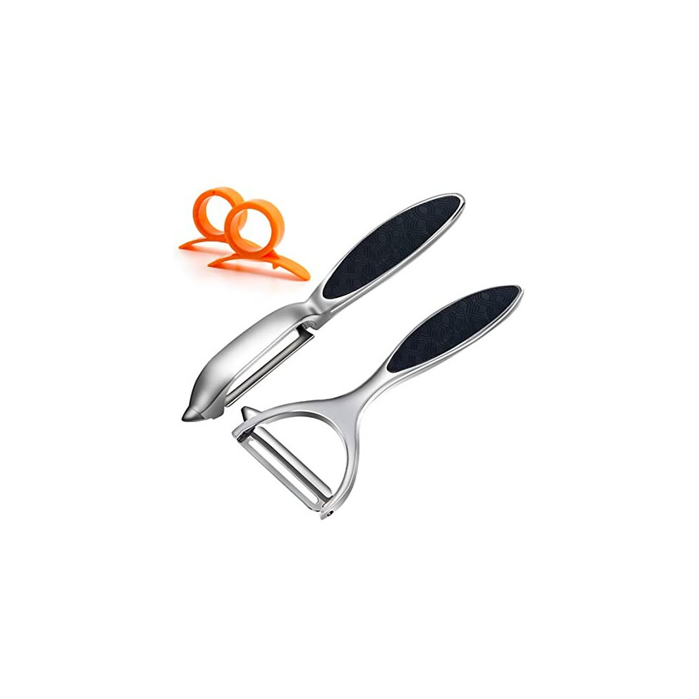 Leaflai Potato Peeler Vegetable Peeler Include Orange Citrus Peelers, Ergonomic Non-Slip Handle & Sharp Blade Stainless Steel Y & I Shapes Swivel