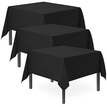 3pk Black Table Cloth Party | 121 x 121cm | Black Plastic Table Cover Party | Black Plastic Table Cloth, Black Tablecloth Black Party Table Cloth