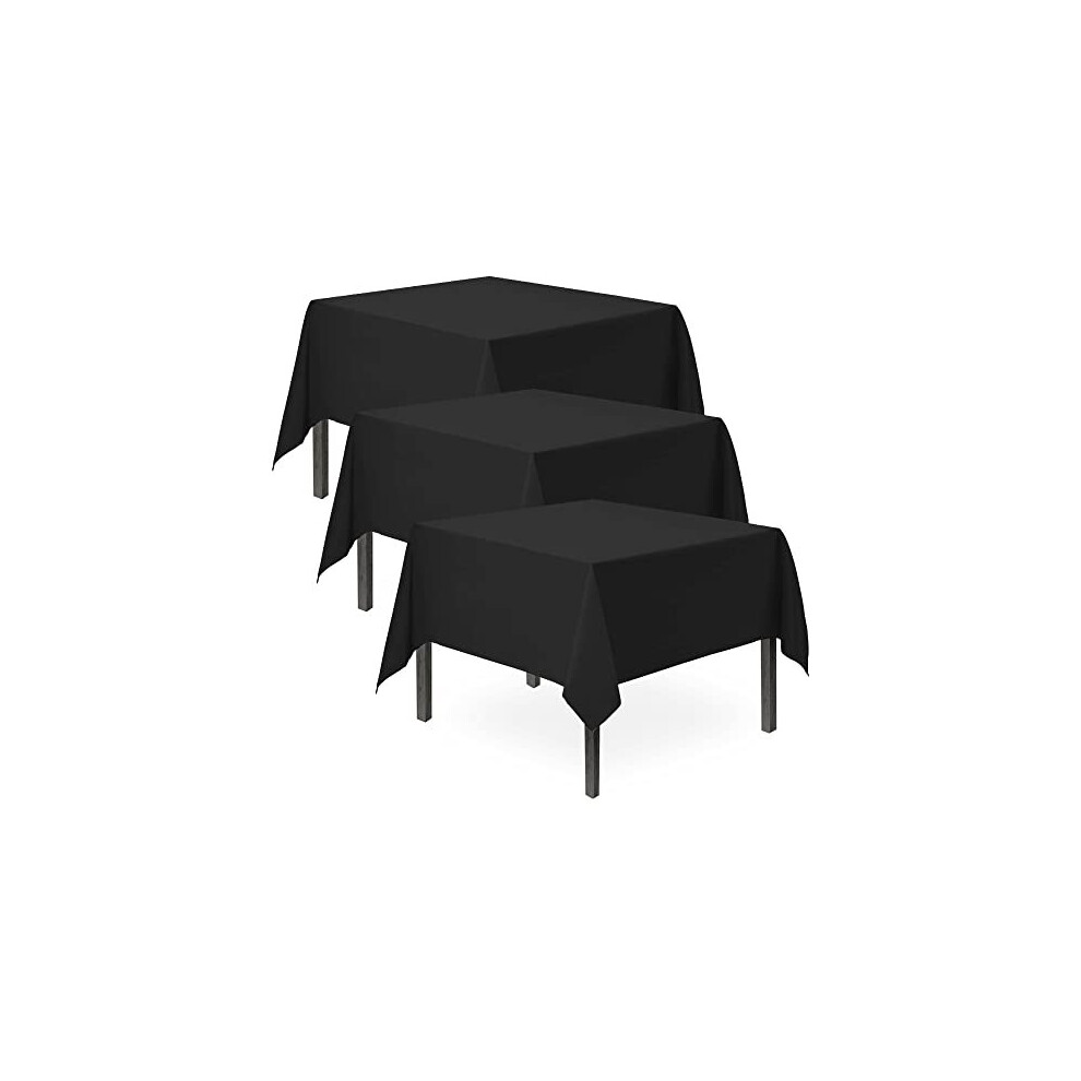 Sol 3Pk Table Cloth Party | 121 X 121Cm | Plastic Table Cover Party | Plastic Table Cloth, Tablecloth Party Table Cloth Black