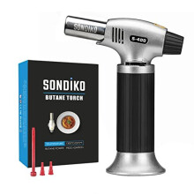 Sondiko Blow Torch S400, Fits All Butane Tanks Refillable Kitchen Blow Torch Lighter with Safety Lock and Adjustable Flame Perfect for Desserts, Creme