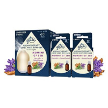 Glade Aromatherapy Cool Mist Diffuser Gift Set, Home D?cor Essential Oils Diffuser Calming Fragrance, Moment of Zen with Lavender & Sandalwood, 52.2