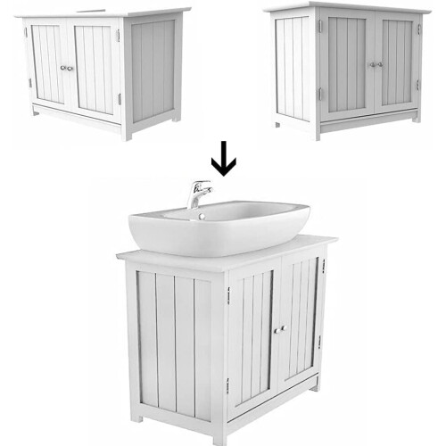White Under Sink Bathroom Free Standing Wooden Sink Storage