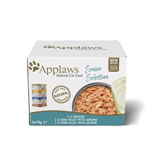 Applaws Senior Wet Cat Food for Mature Cats, Tuna & Chicken Soft Mousse, Multipack 6x70g Tins (1340ML-A)