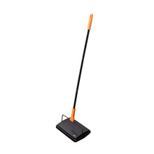 Addis Carpet Sweeper Manual Roller Floor Cleaning for Hard Floors and Carpets, Non Electric manual push, supplied with comb brush cleaner, Black and