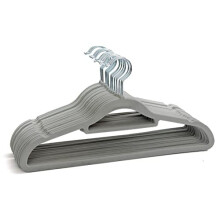 50 Non Slip Velvet Hangers | Heavy Duty Grey Felt Coat Hangers |360 Degree Swivel Hooks |Premium Space Saving Design