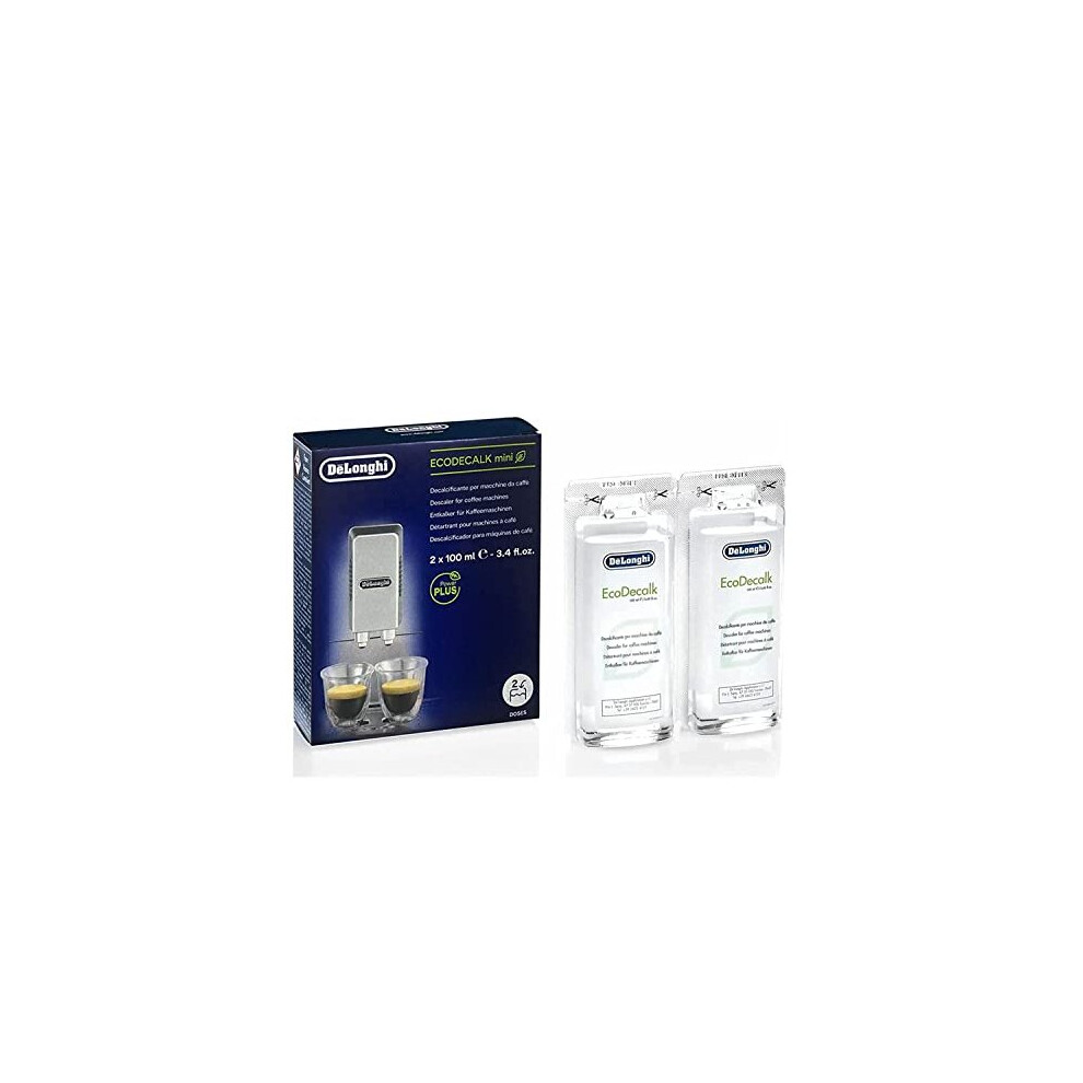 De'Longhi EcoDecalk Mini 2 x 100ml Descaler (Pack of 1)-White