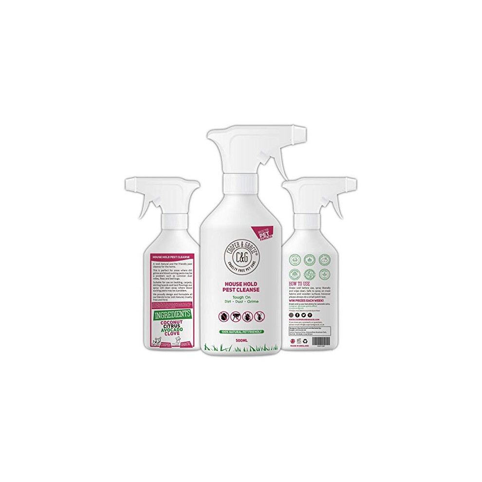 C&G Pets | HOUSE HOLD PEST CLEANSE 500ML | ELIMINATES FLEA BEDBUG MITE | 100% NATURAL & SAFE FOR ENVIRONMENT | PET & CHILDREN FRIENDLY | LONG-LASTING