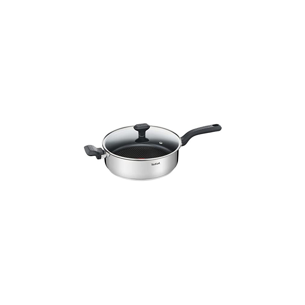 Tefal 26cm Comfort Max Stainless Steel Non-stick Saute Pan and Lid, Silver