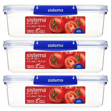 Sistema KLIP IT PLUS Food Storage Containers | 2.2 L | Leak-Proof, Stackable & Airtight Fridge/Freezer Food Boxes with Lids | BPA-Free Plastic |