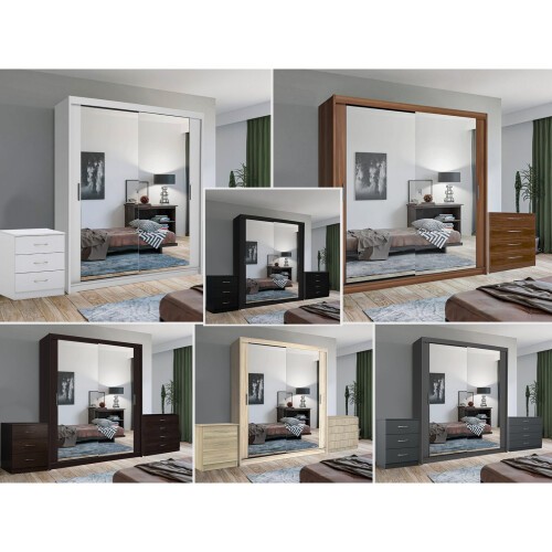 Chen Sliding Mirror Wardrobe With Chest Drawers on OnBuy