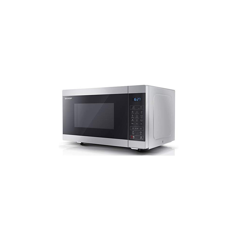 SHARP YC-MG51U-S 900W Digital Touch Control Microwave with 25 L Capacity, 1000W Grill & Defrost Function ? Silver