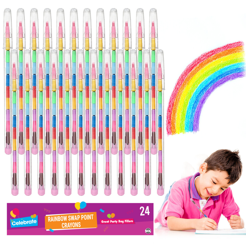 24pk Swap Point Crayon Rainbow Pencils | Twistable Crayons