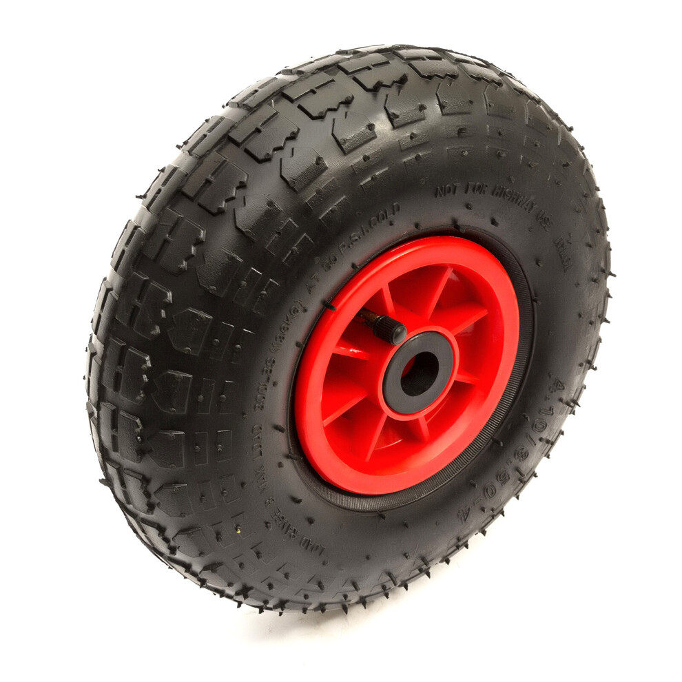 Petrolscooter 10 Inch 4.10/3.50-4 Wheel & Pneumatic Tyre Bent Valve 20Mm Bore Wheelbarrow Cart