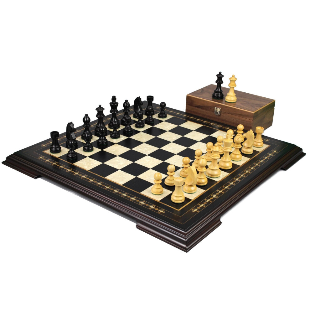 Helena Chess Set Ebonywood 20 Inch Weighted Ebonised German Staunton Chess Pieces 3.75 Inch