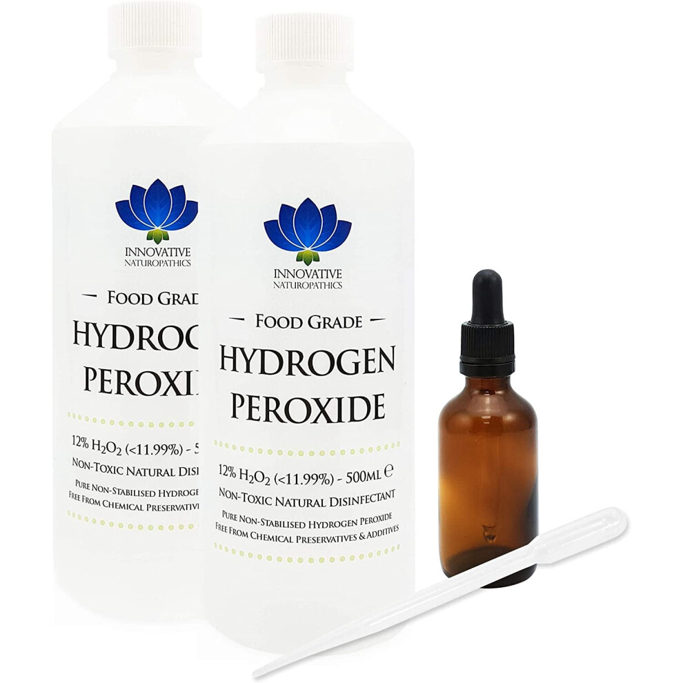 Food Grade Hydrogen Peroxide 12% - 1000ml - Free 50ml Glass Dropper