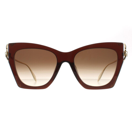 Alexander McQueen Alexander McQueen Sunglasses AM0375S 002 Brown Gold Brown Gradient