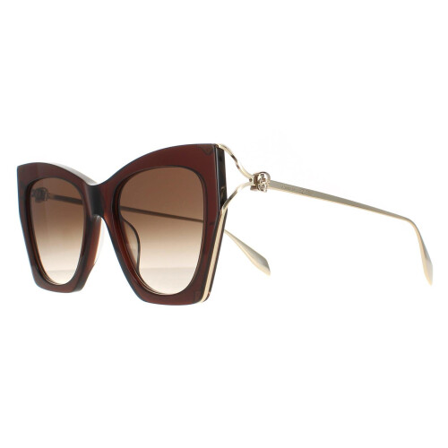 Alexander McQueen Alexander McQueen Sunglasses AM0375S 002 Brown Gold Brown Gradient 1