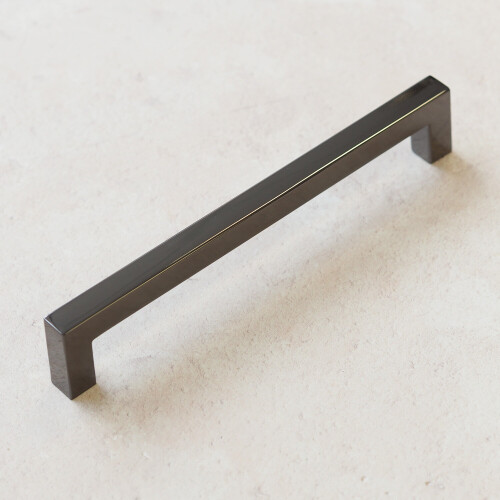 160mm Black Nickel Gloss Square D Kitchen Cabinet Handle 1