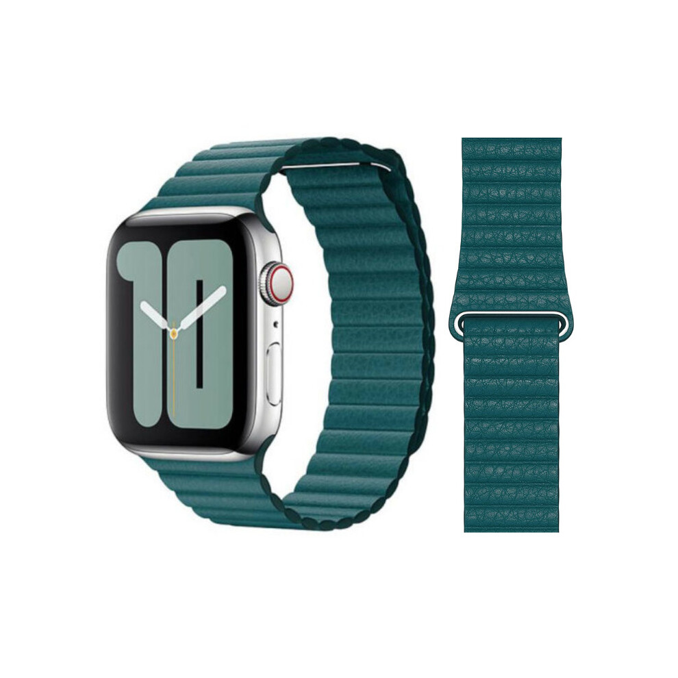 Apple Leather Loop Watch Strap (44mm) - Medium - Peacock