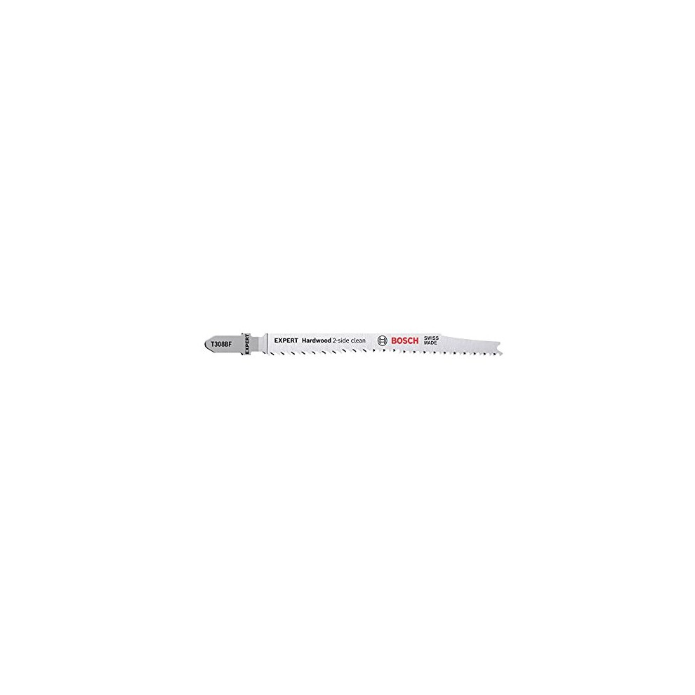 Bosch Professional 5X Expert ?Hardwood 2-Side Clean? T 308 Bf Jigsaw Blade (For Plastic Coated Boards, Multiplex Board, Length 117 Mm, Accessories