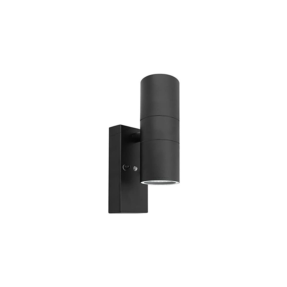 Long Life Lamp Company Black Outdoor Up Down Wall Light Dusk Till Dawn Sensor Stainless Steel IP65 ZLC090B