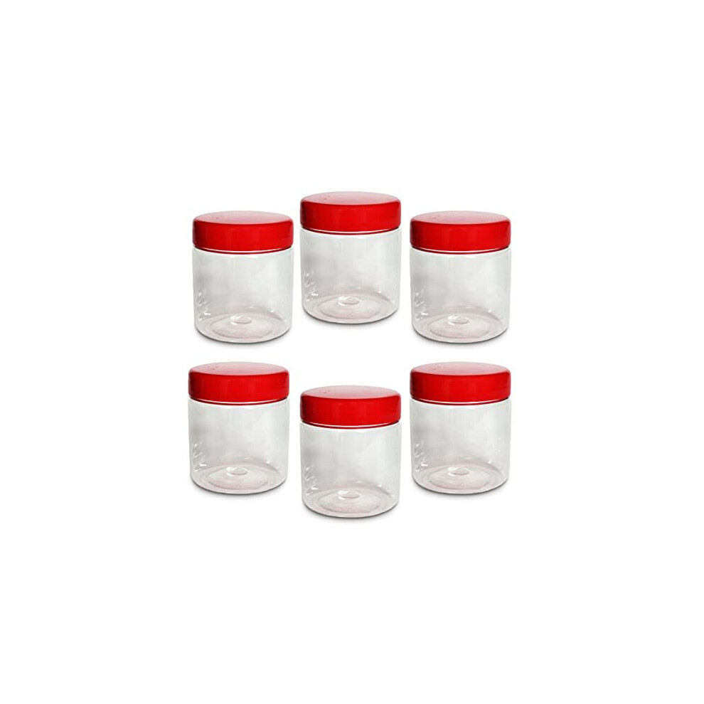 6 x 100ml Round clear Plastic Storage Jar with screw top lids, airtight BPA free food storage containers for kitchen, Hardware Storage, canisters