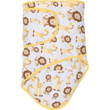 Giraffes & Lions With Butter Yellow Trim Baby Swaddle Blanket