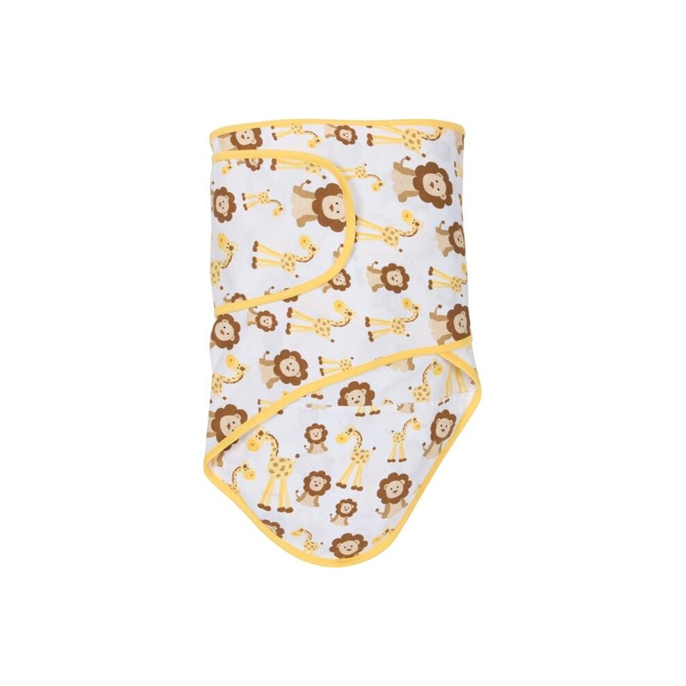 Mama'sboy Giraffes & Lions With Butter Yellow Trim Baby Swaddle Blanket